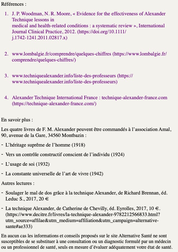 Lombalgie La Technique Alexander Alternative Santé Texte coloré 5